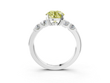 White gold Fancy Yellow Round  Brilliant Cut Diamond Five-Stone Prong Set Engagement Ring with Channel Band_3