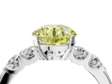 White gold Fancy Yellow Round  Brilliant Cut Diamond Five-Stone Prong Set Engagement Ring with Channel Band_4