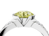 White gold Fancy Yellow Round  Brilliant Diamond Channel Set Wide Band Ring with Bezel Setting_4