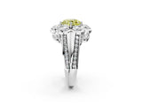 White gold Fancy Yellow Round  Brilliant Flower Halo Diamond Split Shank Ring_41
