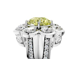 White gold Fancy Yellow Round  Brilliant Flower Halo Diamond Split Shank Ring_44