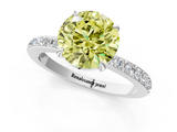 White gold Fancy Yellow Round  Brilliant Pavé Band Solitaire with Four-Prong Setting_18