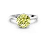 White gold Fancy Yellow Round  Brilliant Solitaire Engagement Ring with Six-Prong Setting and Classic Band
