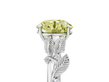 White gold Fancy Yellow Round  Brilliant Solitaire with Leaf Motif Band and Four-Prong Setting_39