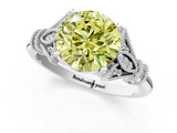 White gold Fancy Yellow Round  Brilliant Solitaire with Pave Band and Four-Prong Setting_1