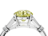White gold Fancy Yellow Round  Brilliant Solitaire with Pave Band and Four-Prong Setting_4
