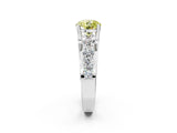 White gold Fancy Yellow Round  Brilliant Solitaire with Side Stones on a Pave Band and Four-Prong Setting_139