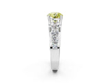 White gold Fancy Yellow Round  Brilliant Solitaire with Side Stones on a Pave Band and Four-Prong Setting_14