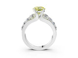 White gold Fancy Yellow Round  Brilliant Solitaire with Side Stones on a Pave Band and Four-Prong Setting_15