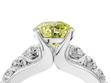 White gold Fancy Yellow Round  Brilliant Solitaire with Side Stones on a Pave Band and Four-Prong Setting_16