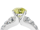 White gold Fancy Yellow Round  Brilliant Solitaire with Side Stones on a Pave Band and Four-Prong Setting_52