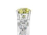 White gold Fancy Yellow Round  Brilliant Solitaire with Side Stones on a Pave Band and Four-Prong Setting_53