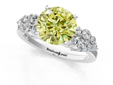White gold Fancy Yellow Round  Cluster Diamond Engagement Ring with Pavé Band and Four-Prong Setting_1
