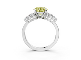 White gold Fancy Yellow Round  Cluster Diamond Engagement Ring with Pavé Band and Four-Prong Setting_3