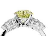 White gold Fancy Yellow Round  Cluster Diamond Engagement Ring with Pavé Band and Four-Prong Setting_4