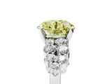 White gold Fancy Yellow Round  Cluster Diamond Engagement Ring with Pavé Band and Four-Prong Setting_5