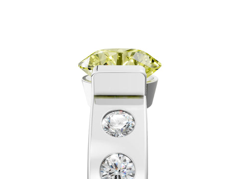 White gold Fancy Yellow Round Cut Brilliant Channel-Set Diamond Ring with Bezel Prong Setting_17