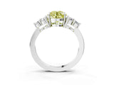 White gold Fancy Yellow Round Cut Brilliant Diamond Cluster Accent Solitaire Ring with Prong Setting_27