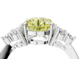 White gold Fancy Yellow Round Cut Brilliant Diamond Cluster Accent Solitaire Ring with Prong Setting_28