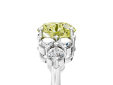 White gold Fancy Yellow Round Cut Brilliant Diamond Cluster Accent Solitaire Ring with Prong Setting_29