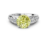 White gold Fancy Yellow Round Cut Brilliant Diamond Pavé Band with Six-Prong Setting_12
