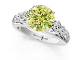 White gold Fancy Yellow Round Cut Brilliant Diamond Pavé Band with Six-Prong Setting_13