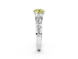 White gold Fancy Yellow Round Cut Brilliant Diamond Pavé Band with Six-Prong Setting_14