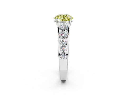 White gold Fancy Yellow Round Cut Brilliant Diamond Pavé Band with Six-Prong Setting_2