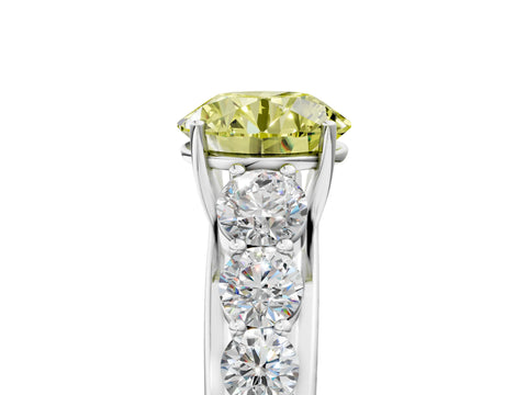 White gold Fancy Yellow Round Cut Brilliant Diamond Pavé Band with Six-Prong Setting_5