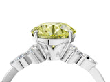 White gold Fancy Yellow Round Cut Brilliant Diamond Solitaire Ring with Pear Side Stones and Four-Prong Setting_10