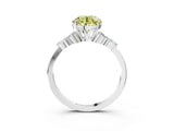 White gold Fancy Yellow Round Cut Brilliant Diamond Solitaire Ring with Pear Side Stones and Four-Prong Setting_15