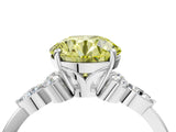 White gold Fancy Yellow Round Cut Brilliant Diamond Solitaire Ring with Pear Side Stones and Four-Prong Setting_22