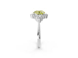 White gold Fancy Yellow Round Cut Brilliant Diamond with Cluster Setting on a Beaded Band and Four-Prong Setting_26
