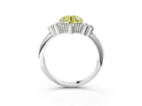 White gold Fancy Yellow Round Cut Brilliant Diamond with Cluster Setting on a Beaded Band and Four-Prong Setting_27