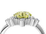White gold Fancy Yellow Round Cut Brilliant Diamond with Cluster Setting on a Beaded Band and Four-Prong Setting_28
