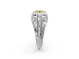 White gold Fancy Yellow Round Cut Brilliant Milgrain Filigree Diamond Ring with Square Prong Setting_38