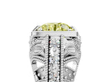 White gold Fancy Yellow Round Cut Brilliant Milgrain Filigree Diamond Ring with Square Prong Setting_41