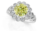 White gold Fancy Yellow Round Cut Brilliant Milgrain Pave Heart Band Solitaire Ring_1