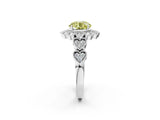 White gold Fancy Yellow Round Cut Brilliant Milgrain Pave Heart Band Solitaire Ring_2