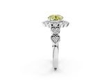 White gold Fancy Yellow Round Cut Brilliant Milgrain Pave Heart Band Solitaire Ring_3