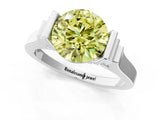 White gold Fancy Yellow Round Cut Brilliant Solitaire Diamond Ring with Channel Set Band and Bar Prong Setting_1
