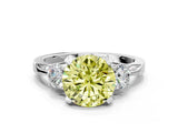 White gold Fancy Yellow Round Cut Brilliant Three-Stone Diamond Ring with Pavé Band and Four-Prong Setting_39