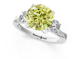 White gold Fancy Yellow Round Cut Brilliant Three-Stone Diamond Ring with Pavé Band and Four-Prong Setting_40