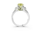 White gold Fancy Yellow Round Cut Brilliant Three-Stone Diamond Ring with Pavé Band and Four-Prong Setting_42