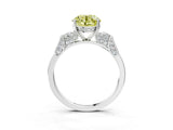 White gold Fancy Yellow Round Cut Brilliant Three-Stone Pave Band with Four-Prong Setting_3