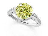 White gold Fancy Yellow Round  Cut Cathedral Pave Diamond Engagement Ring with Six-Prong Setting_33