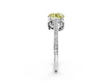 White gold Fancy Yellow Round  Cut Cathedral Pave Diamond Engagement Ring with Six-Prong Setting_34