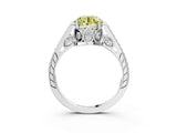 White gold Fancy Yellow Round  Cut Cathedral Pave Diamond Engagement Ring with Six-Prong Setting_35