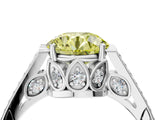 White gold Fancy Yellow Round  Cut Cathedral Pave Diamond Engagement Ring with Six-Prong Setting_36