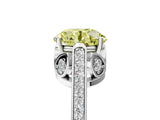 White gold Fancy Yellow Round  Cut Cathedral Pave Diamond Engagement Ring with Six-Prong Setting_37